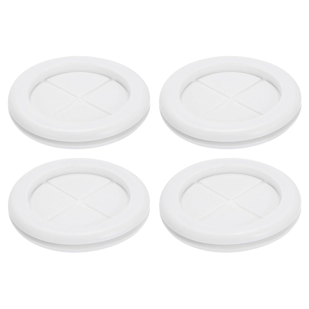 4Pcs Rubber Grommets 2-3/8" (60mm) Drill Hole, 2" (50mm) ID Double Sided Hole Plugs Ring Gasket for Firewall Cable Wire Protecting, White