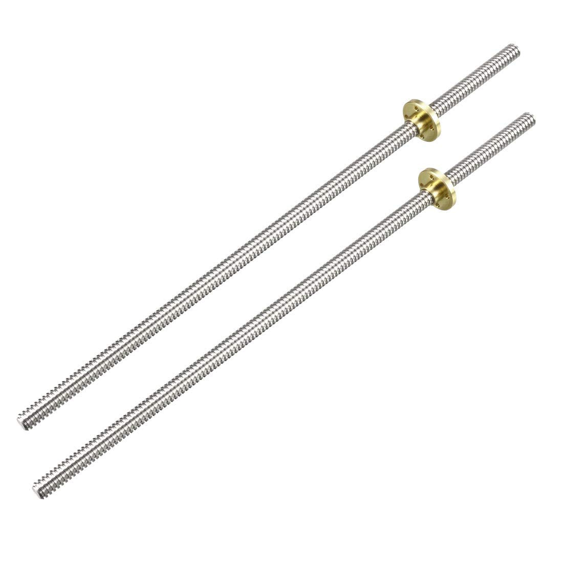 300mm Length T8 8mm Dia Lead Screw Rod,2 Lead Stainless Steel Lead Screw Rod with Copper Nut Trapezoidal Thread for 3D Printer Z Axis2pcs