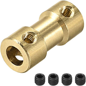 2mm to 5mm Bore Rigid Coupling, 20mm Length 9mm Diameter, Copper Shaft Coupler Connector, Brass Tone 4Pcs