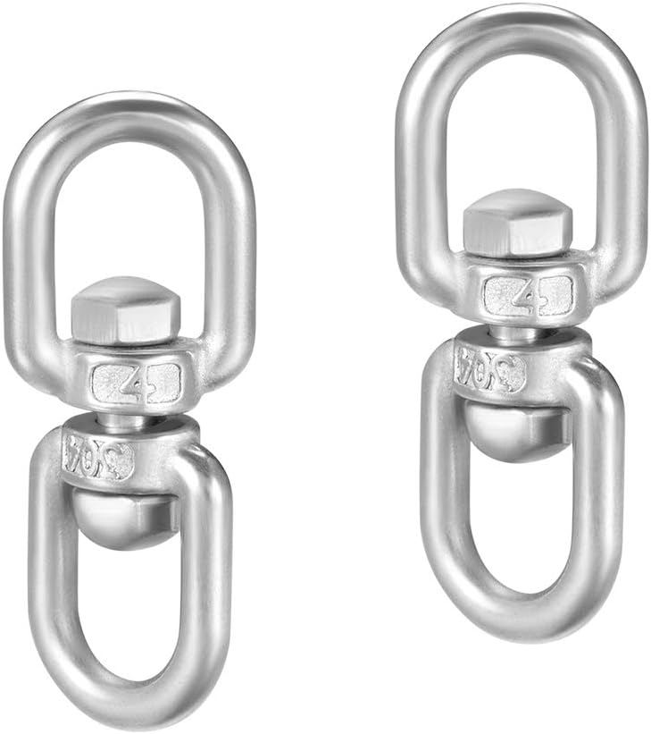 M4 Swivel Eye Double Ended Round Rotating Hoist Ring, 5/32 in Stainless Shackle Connector Bolts Eye to Eye 2 Pcs