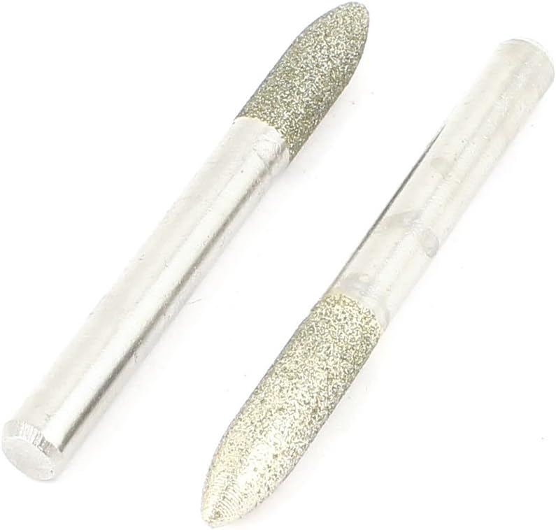 2 Pcs 6mm Dia Shank Grinding Bit Diamond Mounted Point 60mm Length