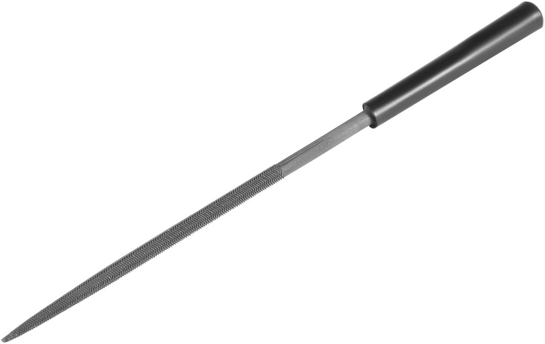 Second Cut Steel Round Needle File with Plastic Handle, 4mm x 160mm