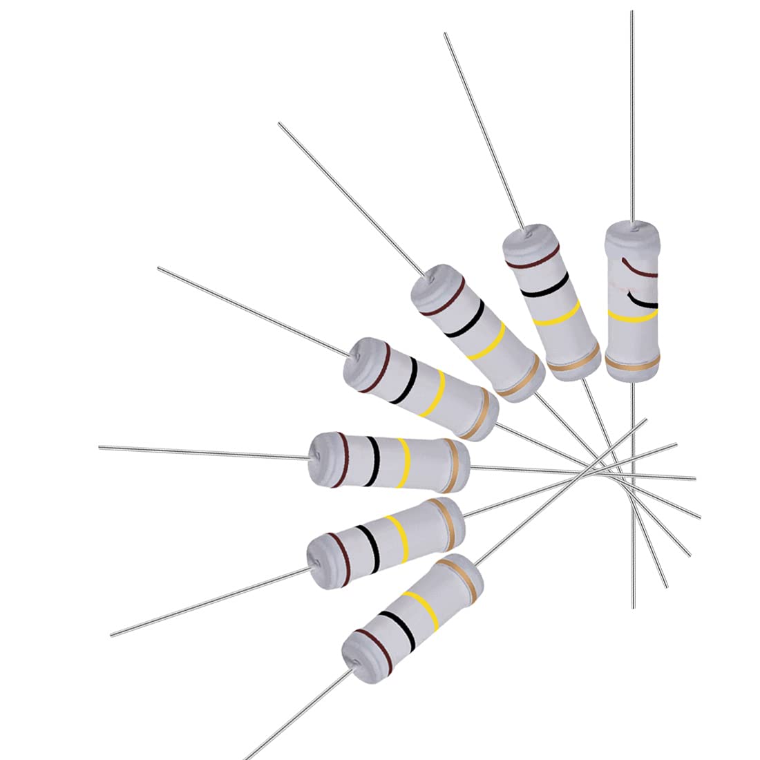 40Pcs 100K Ohm Resistor, 3W 5% Tolerance Metal Oxide Film Resistors, Lead, Flame Proof for DIY Electronic Projects and Experiments