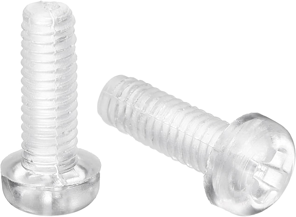 50Pcs M4x12mm Threaded Nylon Phillips Cross Pan Head Machine Screws Bolts Clear