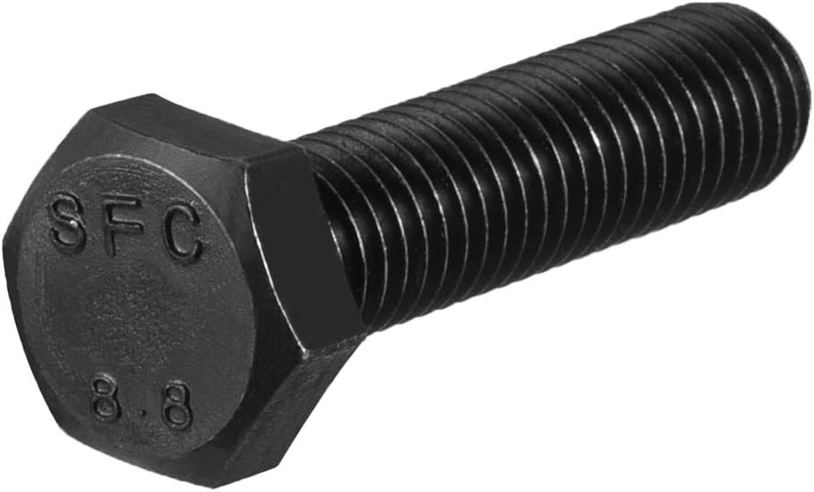 M10x45mm Hex Head Screw Bolts Fastener Grade 8.8 Carbon Steel Black 8pcs