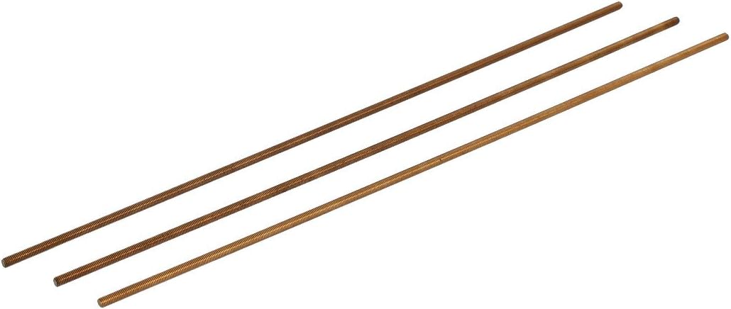 M3 Male Threaded 0.5mm Pitch All Thread Brass Rod Bar Gold Tone 250mm Long 3 Pcs