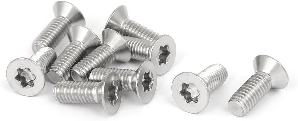 M6 x 16mm 316 Stainless Steel Flat Torx Head Machine Screw Silver Tone 10pcs