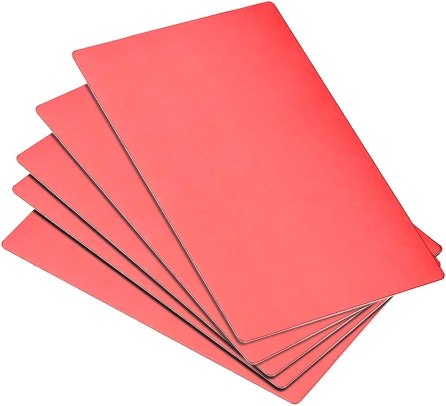 Blank Metal Business Card 100x60x0.6mm Anodized Aluminum Plate for DIY Laser Printing Red 5 Pcs