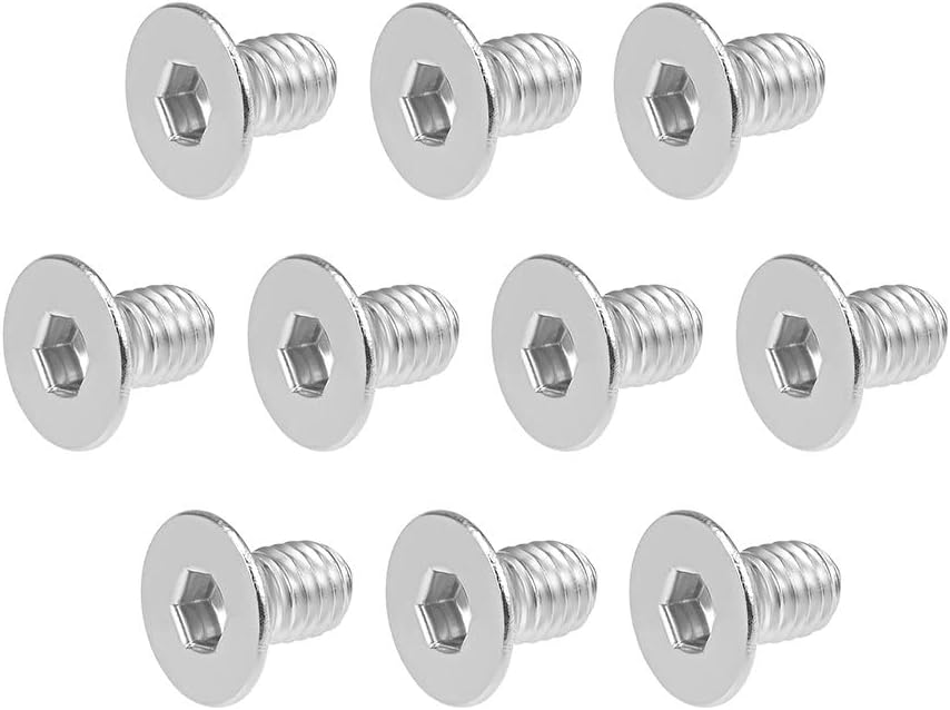 M6x10mm Flat Head Machine Screws Inner Hex Screw 304 Stainless Steel Fasteners Bolts 10Pcs