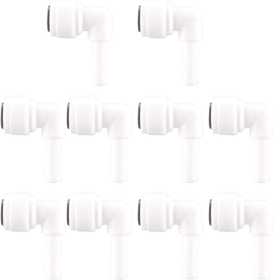 1/4 Inch Tube OD L-type Quick Connect Water Purifiers Tube Fittings Push in To Connector Filter Tube Quick Connector for RO Reverse Osmosis System 10pcs