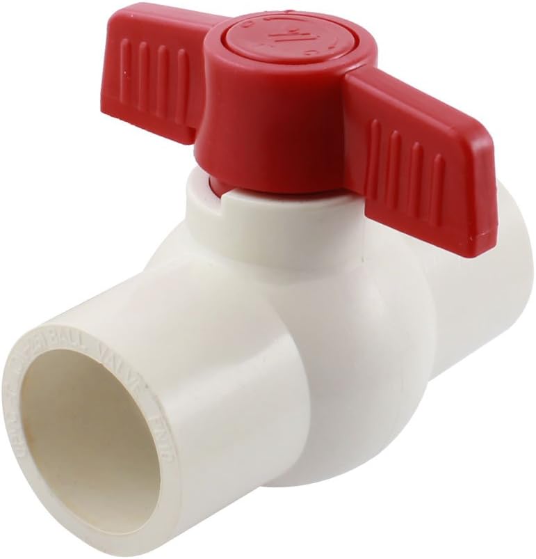 Plumbing 32mm x 32mm Slip Ends Full Port PVC Ball Valve White Red