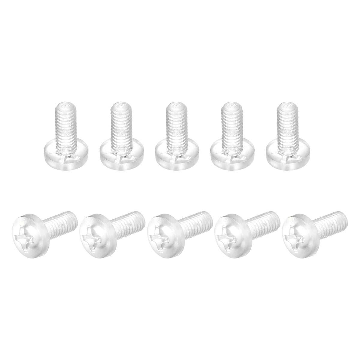 M2x6mm Plastic Phillips Bolts 50pcs PC Pan Head Machine Screws Transparent