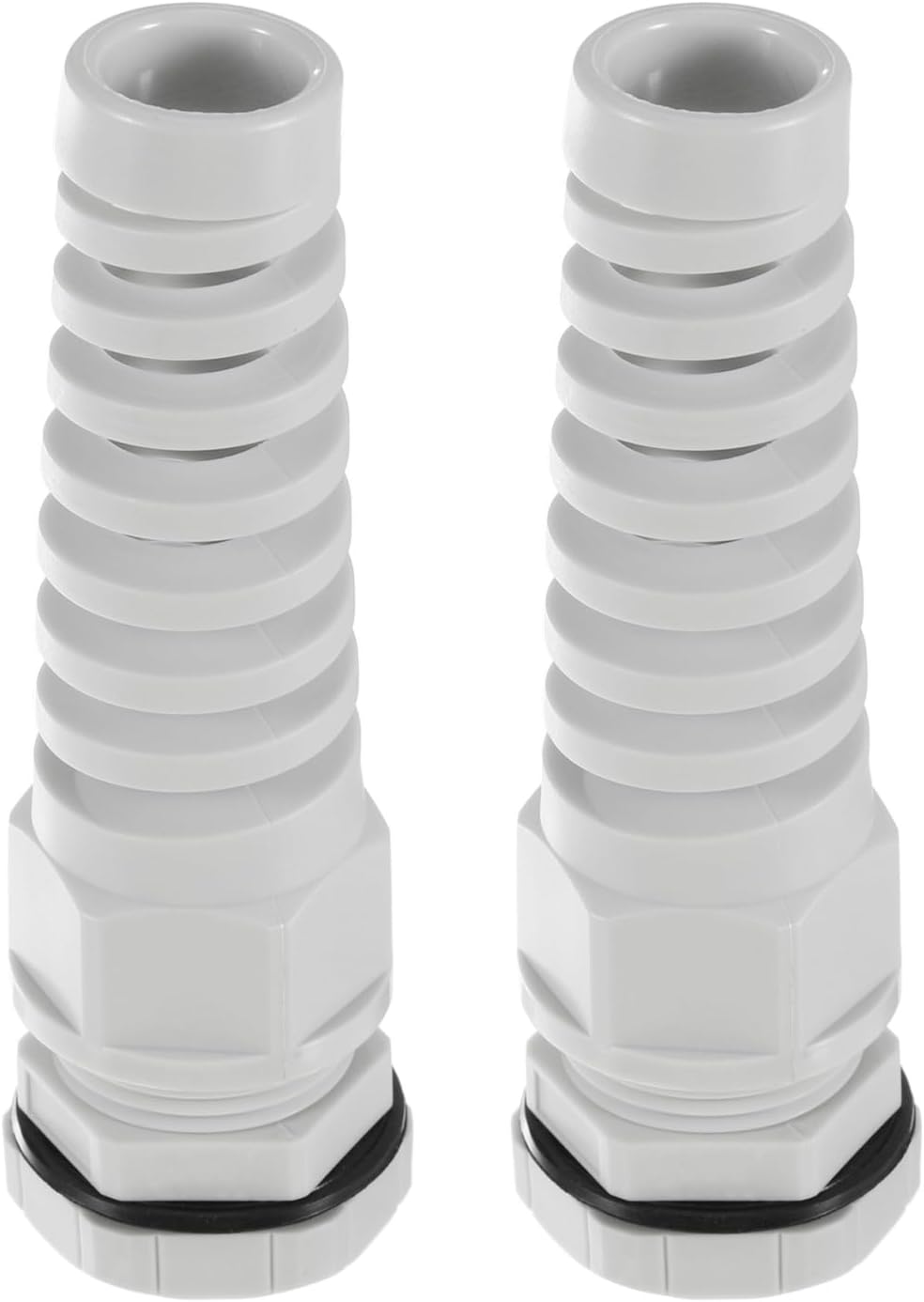 2Pcs G3/8" IP68 Cable Gland Waterproof 6-10mm Adjustable Strain Relief Cord Connector Spiral Nylon Joint Gasket for Cable Wire, Grey