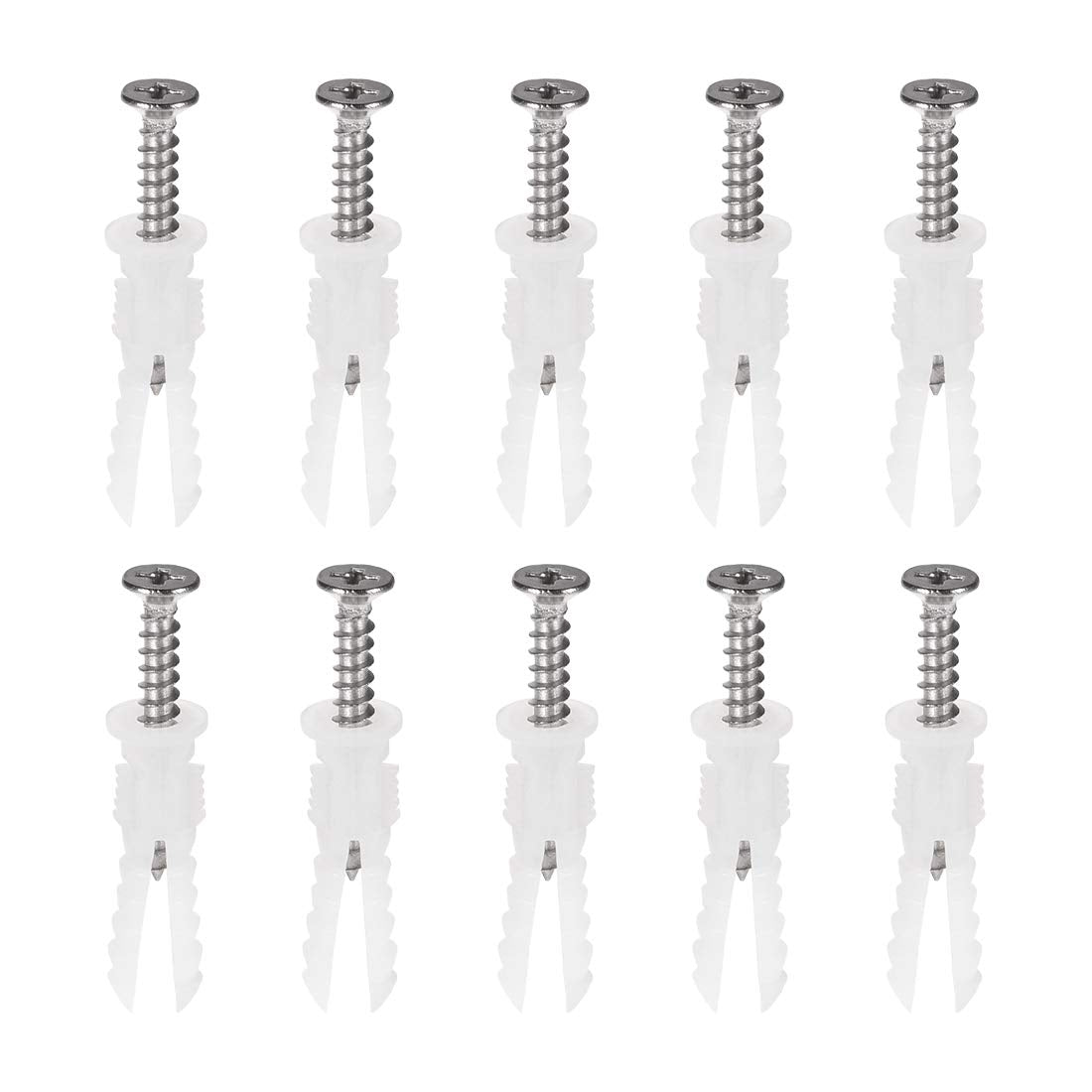 6x30mm Plastic Expansion Tube Pipe for Drywall with Screws White 20pcs