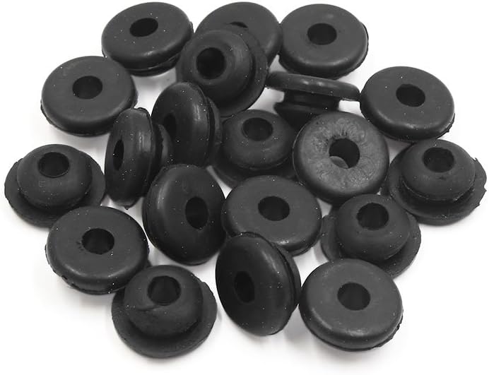 20pcs 6mm Hole Diameter Black Rubber Shock Absorber Bushings Universal for Motorcycle