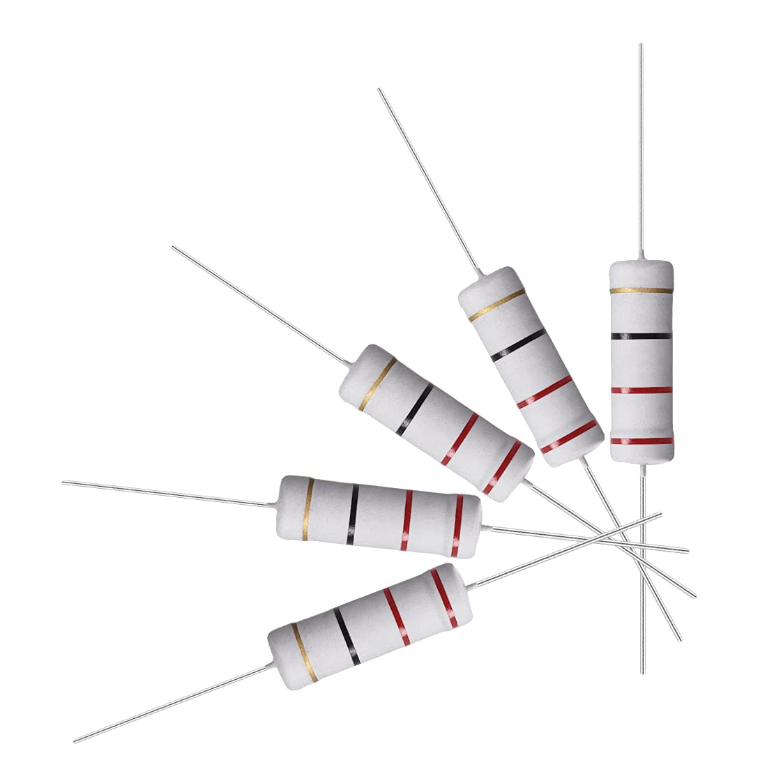 50Pcs 22 Ohm Resistor, 5W 5% Tolerance Metal Oxide Film Resistors, Lead, Flame Proof for DIY Electronic Projects and Experiments