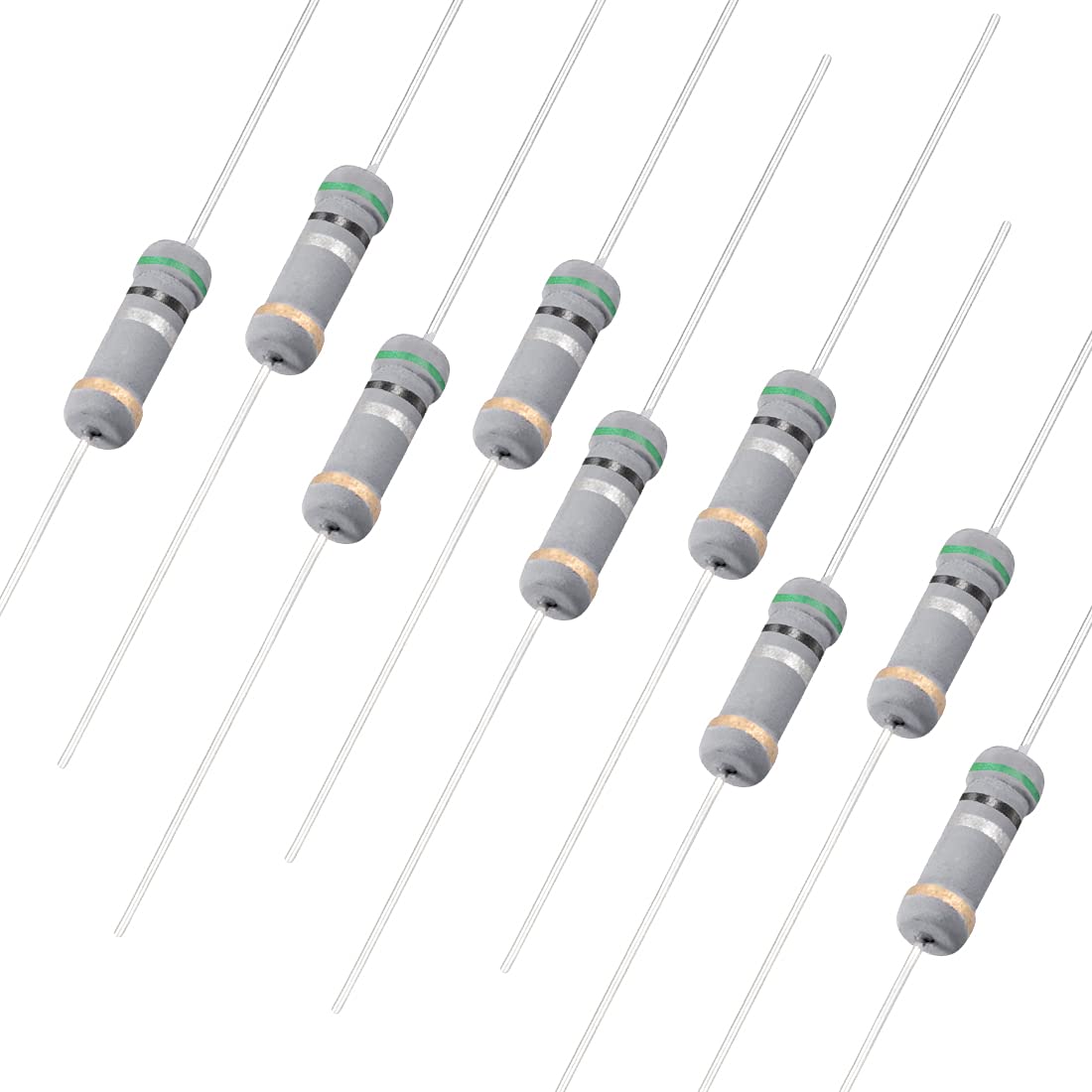 50Pcs 0.5 Ohm Resistor, 1W 5% Tolerance Carbon Film Resistors, 4 Bands for DIY Electronic Projects and Experiments