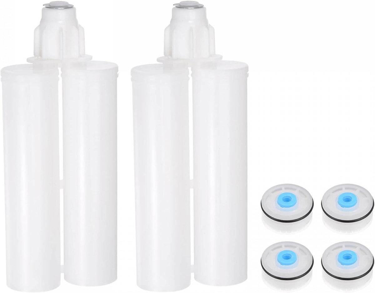 2Pcs Epoxy Gun Adhesive Cartridge, 192mm Plastic Resin Mixer Dual Glue Cartridge with Gray Piston for 200ml/6.8oz 1:1 AB Glue Adhesive Gun