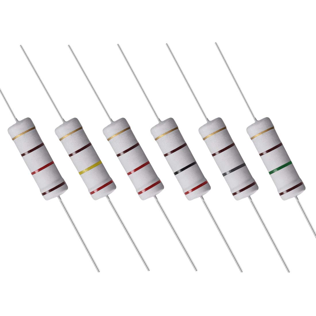 60 Pcs 5W Metal Oxide Film Resistor 120R,150R,180R,200R,220R,240R Ohm +/-5%