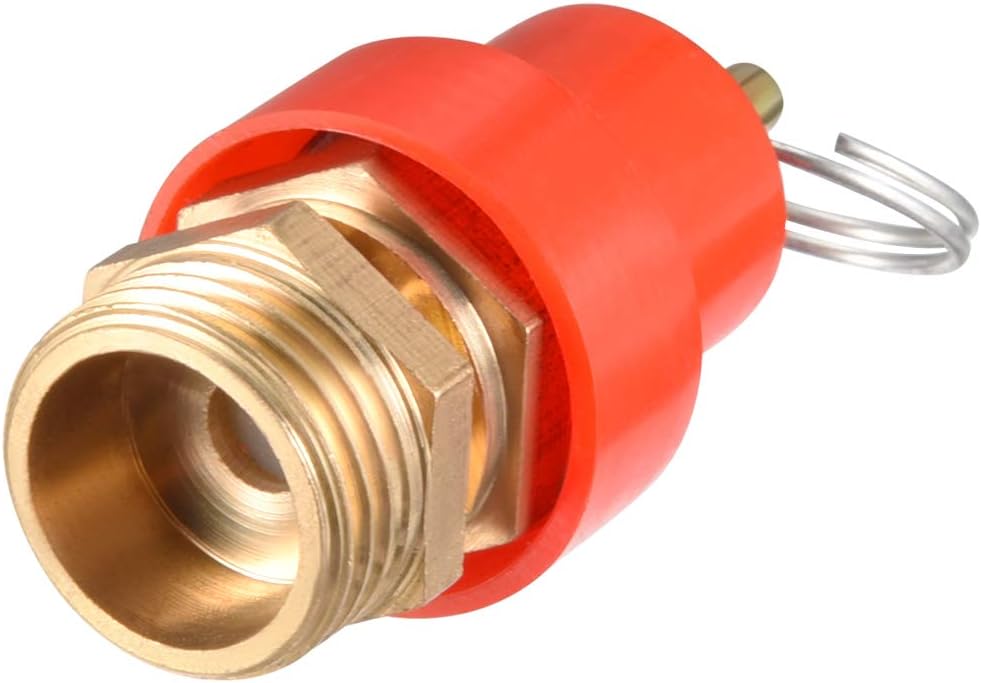 Safety Valve Air Compressor Pressure Relief Valve, 1/2" PT Male, 0.78MPa Set Pressure, Red Hat, 1Pack