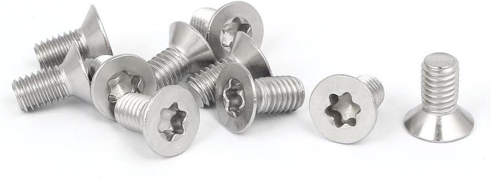 M6 x 12mm 316 Stainless Steel Flat Torx Head Machine Screw Silver Tone 10pcs