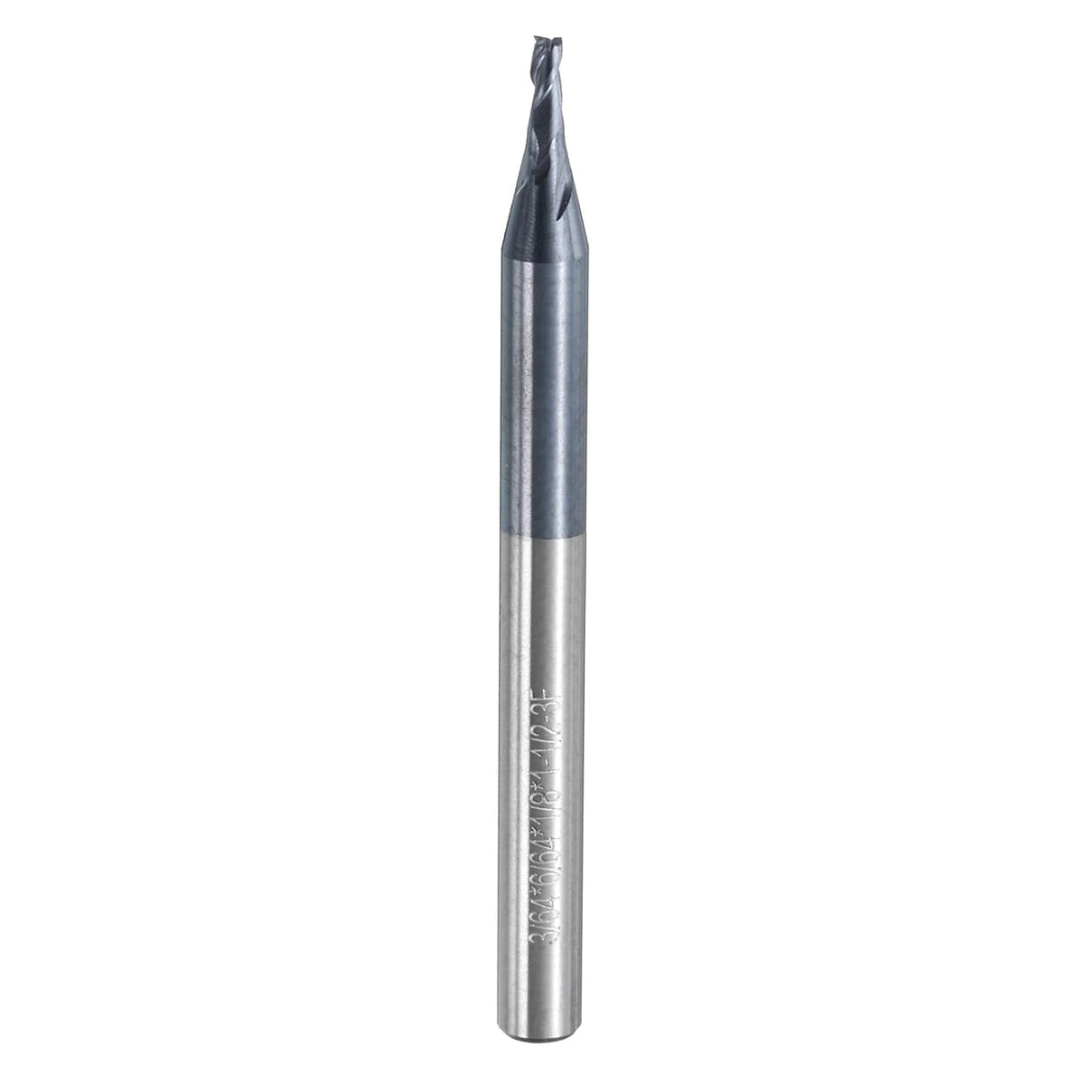 Carbide Square End Mill, 3/64" Dia TiAlN Coated 3 Flutes Milling Bit Cutter, for Hardened Steel Stainless Steel Alloy Metal, 1/8" Shank 3/16" Cut Length 1-1/2" Long HRC55