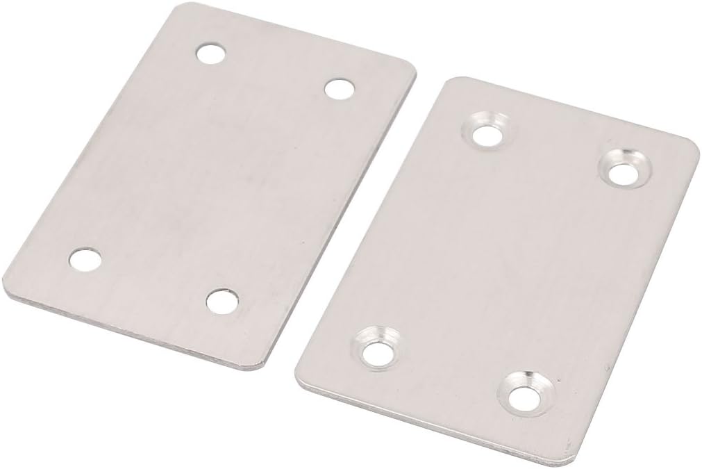 Metal Rectangle 4 Holes Flat Mending Repair Plates Brackets Fasteners 2pcs