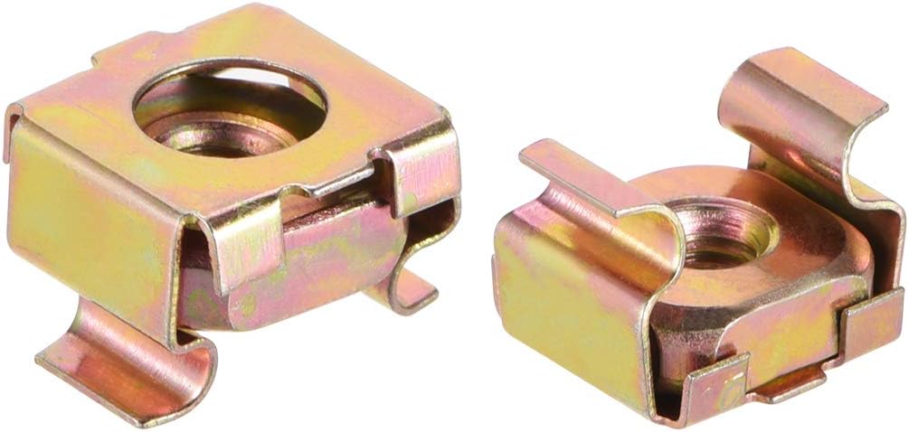 M4 Cage Nuts for Server Rack Cabinet, Carbon Steel Yellow Zinc Plated, Pack of 10