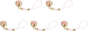 5Pcs Cellphone Strap Pendant, 10.5cm/0.71" Length Pink Jingle Bells Hanging, Carbon Steel Bells Lanyards Cute Charms for DIY Crafts, Backpack, Camera Purse
