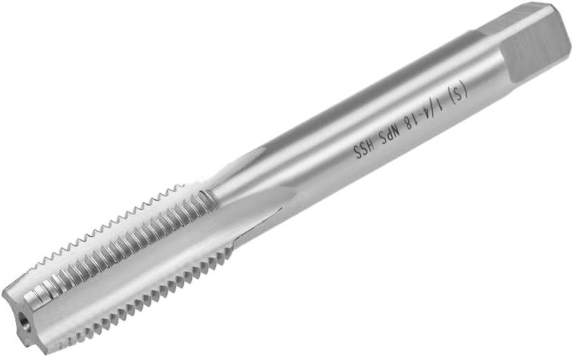 Machine Tap, 1/4-18 NPS Pipe Tap 4 Straight Flutes High Speed Steel Screw Thread Threading Tapping Tool