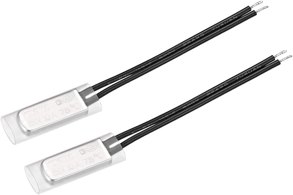 KSD9700 Thermostat, 75℃ Normally Close Temperature Switch Thermal Switch, N.C 10A Metal Temperature Controller 2pcs