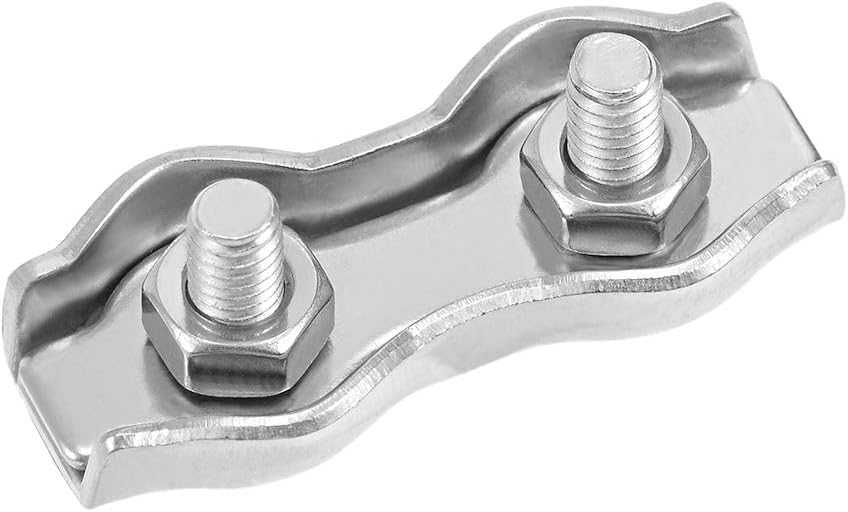 5 Pcs 304 Stainless Steel Duplex Wire Rope Clip Cable Clamp Suit For 1.5mm-2mm Rope