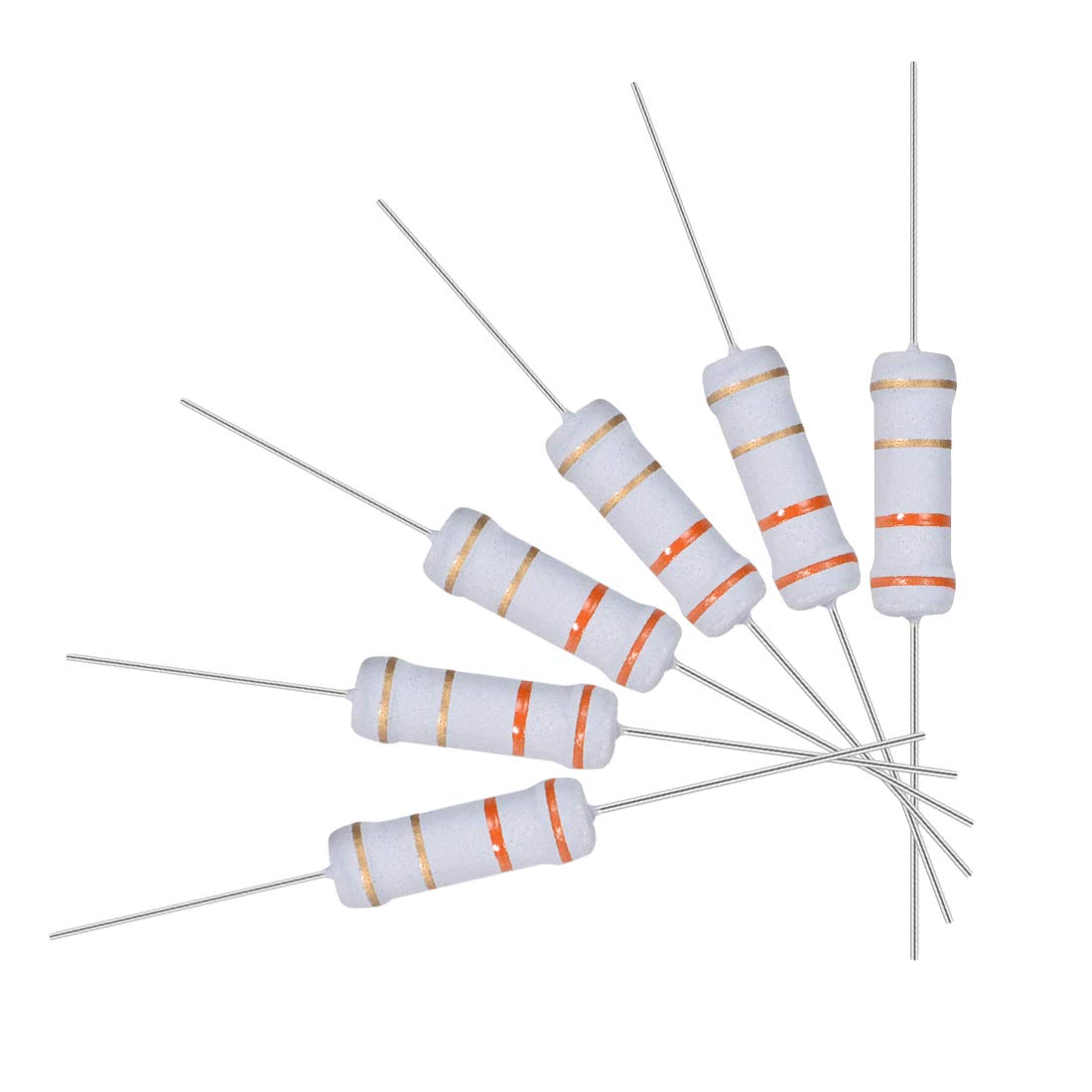 100Pcs 3.3 Ohm Resistor, 2W 5% Tolerance Metal Oxide Film Resistors, Axial Lead, Flame Proof for DIY Electronic Projects and Experiments