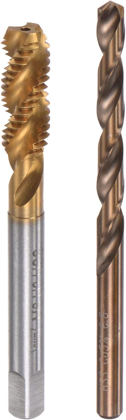 M8 x 1.25 Spiral Flute Tap 6.8mm Drill Bit Set, Metric Titanium Plated M35 Cobalt High Speed Steel Machine Threading Screw Tap Drilling Tool