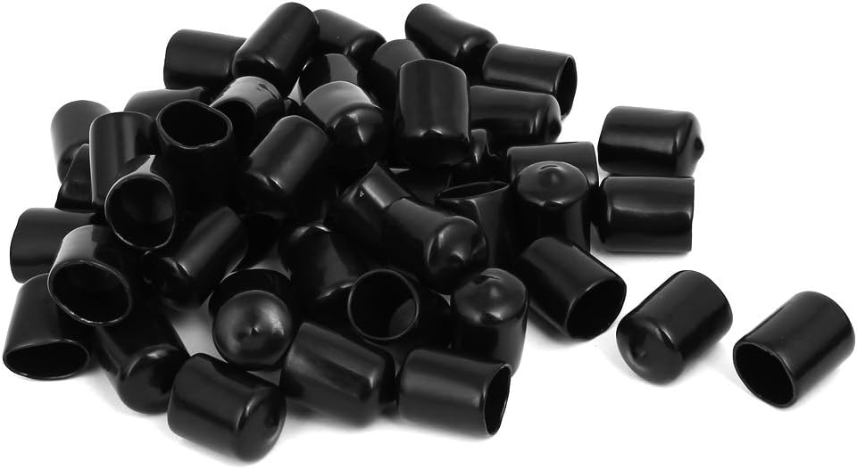 16mm Inner Dia Rubber Hose End Cap Screw Thread Protector Cover Black 50pcs