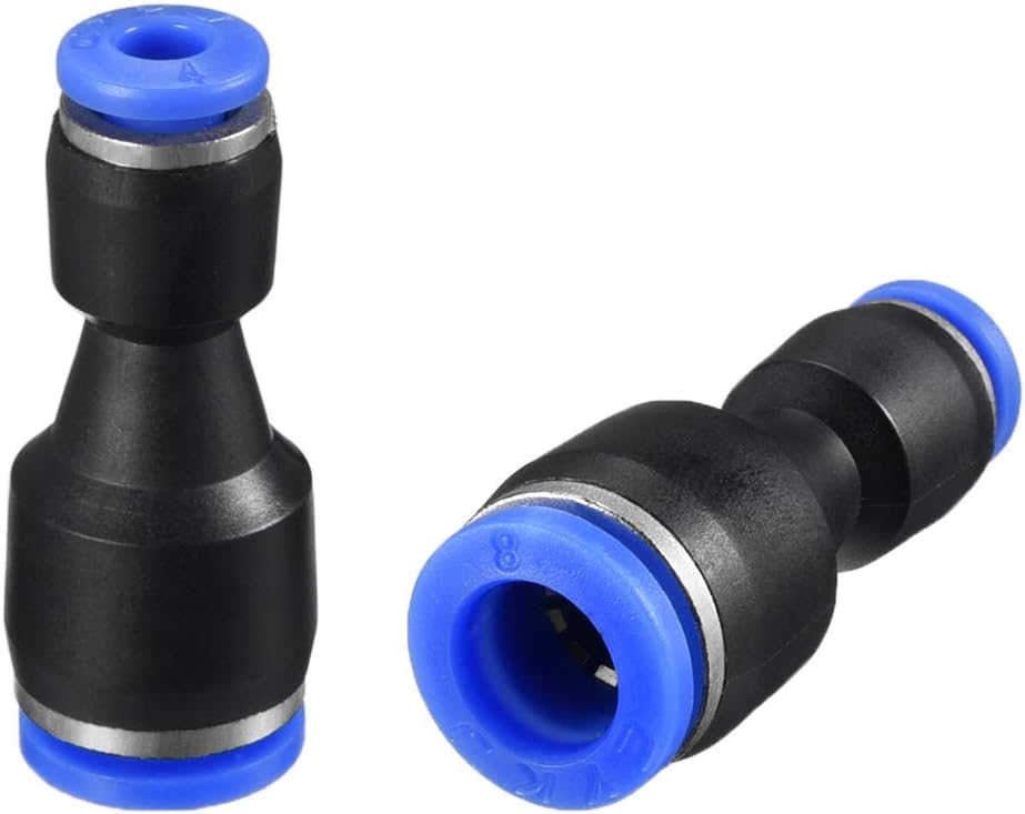 2pcs Push to Connect Fittings Tube Connect 5/16" to 5/32" OD Reducing Straight Union Push Fit Fittings Tube Fittings Push Lock Blue