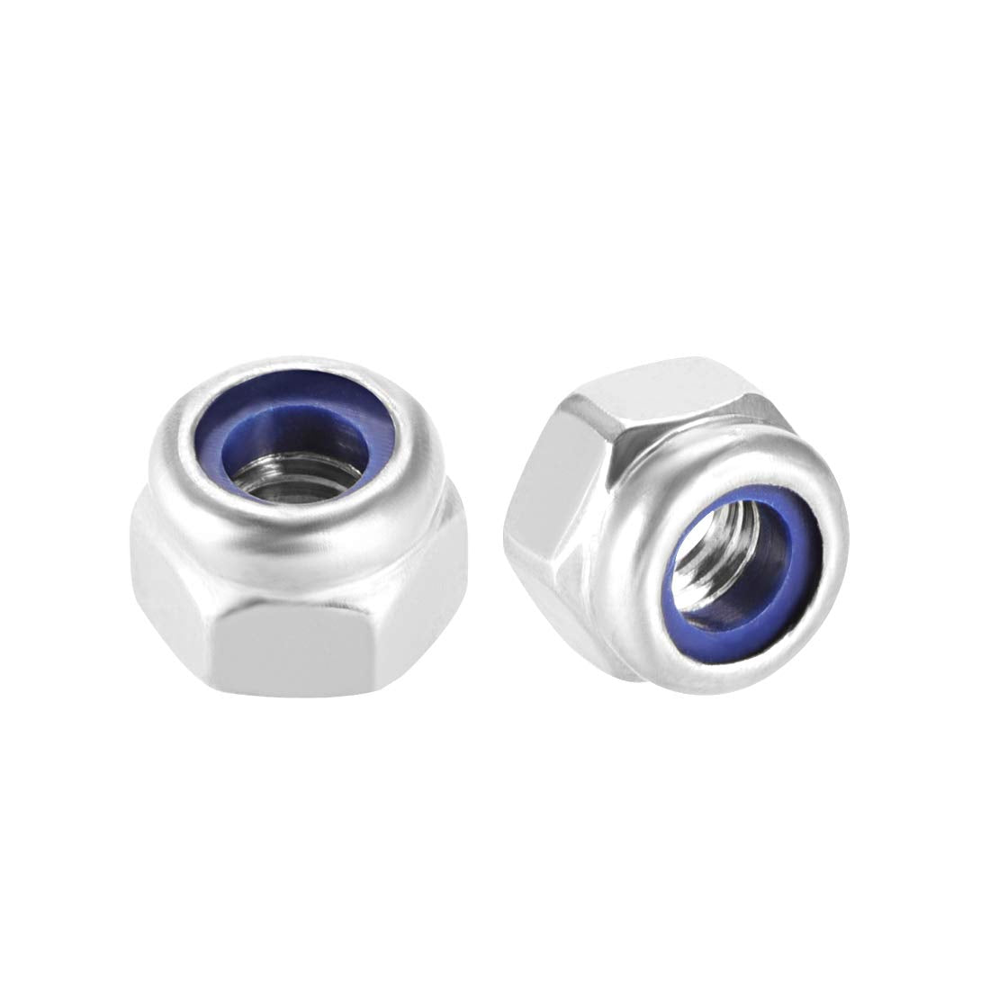 M4 x 0.7mm Nylon Insert Hex Lock Nuts, 201 Stainless Steel, Plain Finish, Pack of 10