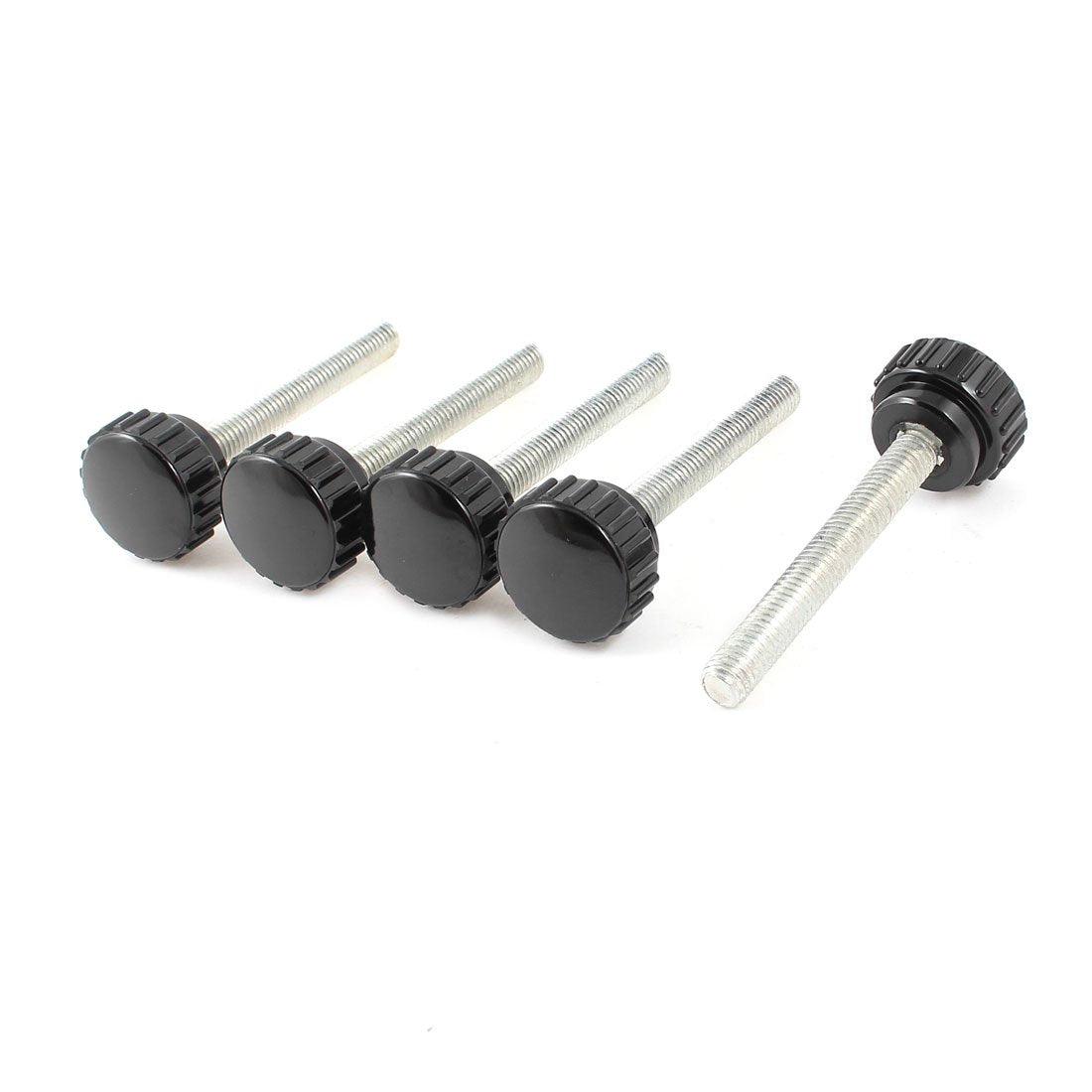 a13112800ux0075 Black 8 mm Male Thread Diameter Thumbscrew Grip Knurled Knobs 5 Pieces, Metal/Plastic