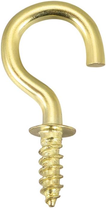 0.98" Screw Eye Hooks Self Tapping Screws Screw-in Hanger Eye-Shape Ring Hooks with Plate Golden 50pcs