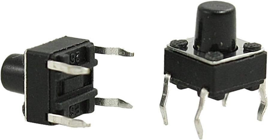 6x6x7mm Momentary Tactile Tact Push Button Switch 4 Pin DIP Through Hole 100pcs