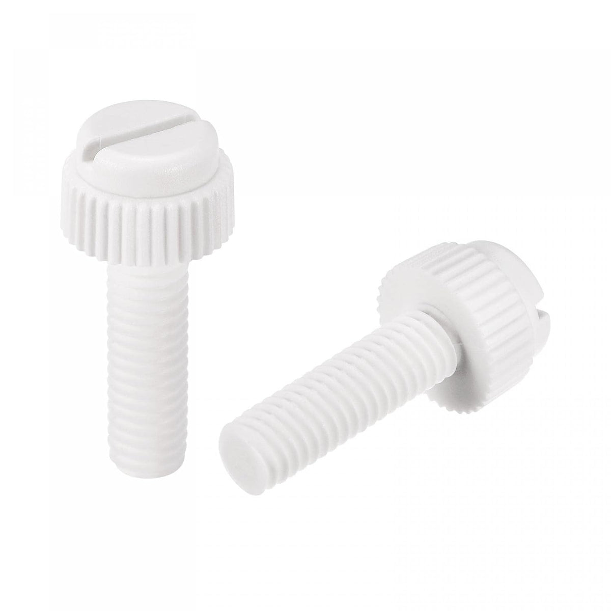 Plastic Machine Screws, M6x20mm PP Slotted Knurled Fasteners Bolts for Electronics, Communications, White, 40Pcs