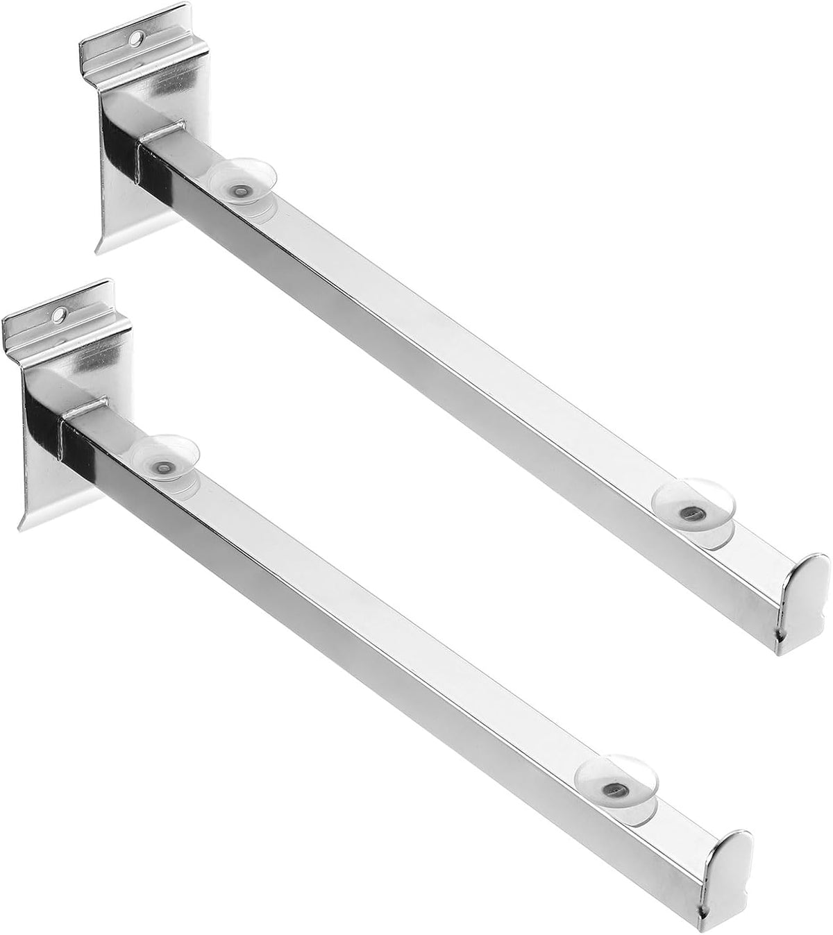 2 Pack Slat Wall Shelf Bracket, 12 Inch Heavy Duty Display Hooks Slat Hooks Shelf Wall Accessories for Garage Kitchen Retail Display, Silver