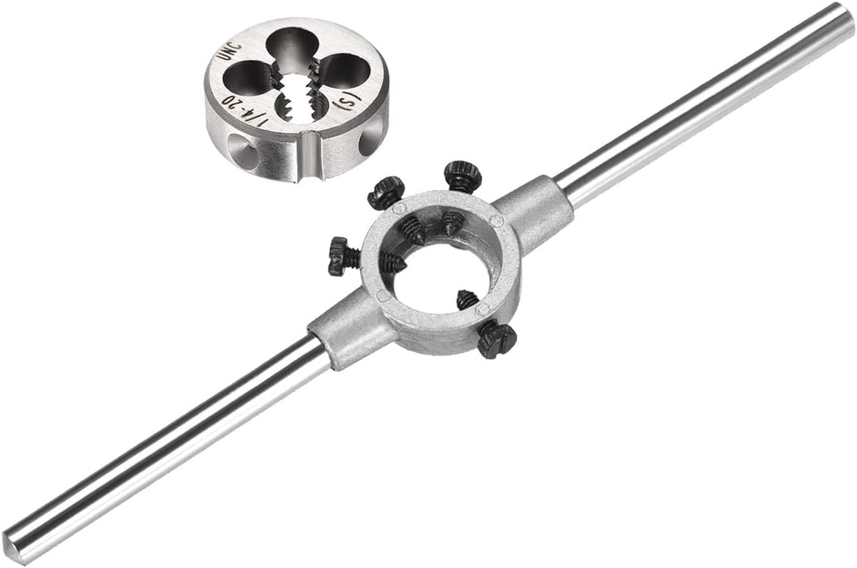 Round Die Stock Handle Wrench Holder 20mm x 7mm M4-M6 Metric & Metric Round Die 1/4-20 UNC 0.8" OD Machine Thread Right Hand Threading Die