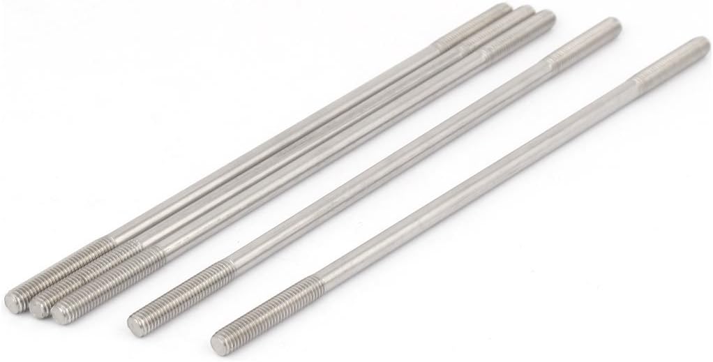 M5x150mm 304 Stainless Steel Double End Threaded Stud Screw Bolt 5pcs