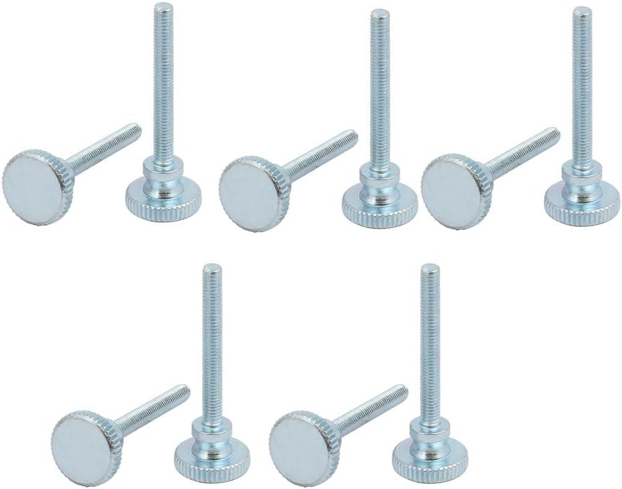 M3x25mm Carbon Steel Flat Knurled Head Fully Threaded Thumb Screw Bolt 10pcs