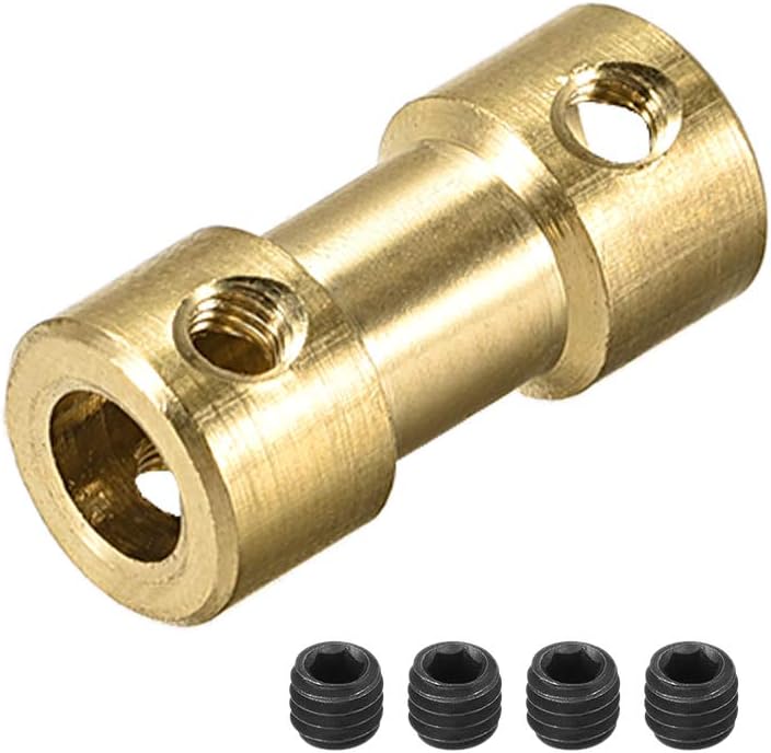 5mm to 6mm Bore Rigid Coupling, 20mm Length 9mm Diameter, Copper Shaft Coupler Connector, Brass Tone 4Pcs