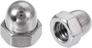 Acorn Hex Cap Nuts - 20Pcs M4 Dome Nuts 304 Stainless Steel Hexagon Decorative Cap Nut for Screws Bolts Silver Tone