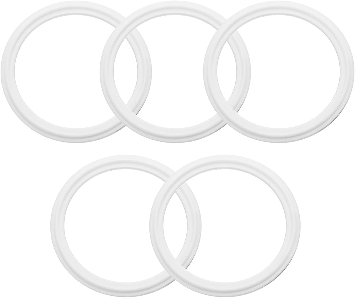 5Pcs PTFE Sanitary Gasket 2-1/2" Tri-Clover O-Ring Sealing Gasket Ring Washer Fits OD 77.5mm Sanitary Pipe Weld Ferrule, White