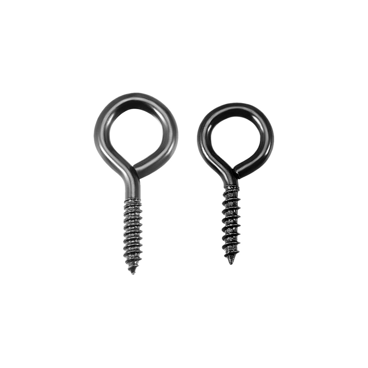 0.07"x0.6" and 0.11"x0.9" Eyelet Screw Eye Hook, Self Tapping Screws Screw-in Hanger Black 100pcs