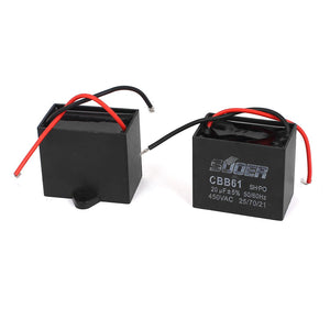 a15061100ux0410 AC 450V 20uF CBB61 Polypropylene Film Wired Fan Motor Run Capacitor, 2 Piece